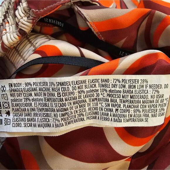 A Forever 21 Womens Y2K Retro Orange Swirl Corset Crop Top Tank Size S Satin - Picture 9 of 9